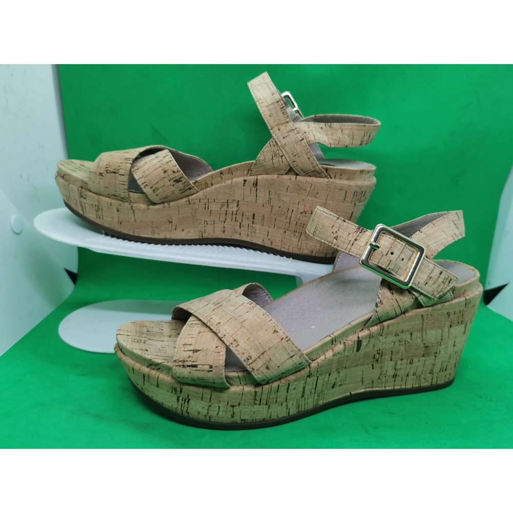 Abeo Hana Crisscross Strap Cork Platform Wedge Sandals Women's Size 7 N